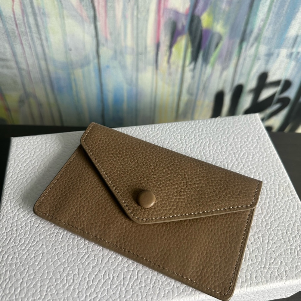 Tan Leather Envelope Cardholder Wallet
